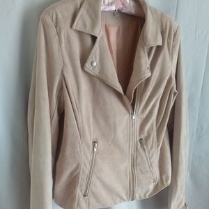 CHARLOTTE RUSSE SOFT PINK FAUX SUEDE MOTO JACKET L